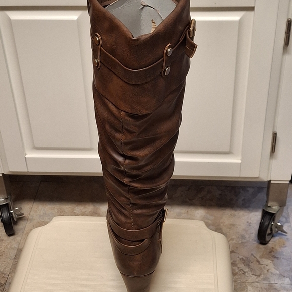 New Women's Too Moda Viola-9 Stylish Chunky Heel Knee-hi Boot -brown - Picture 3 of 5